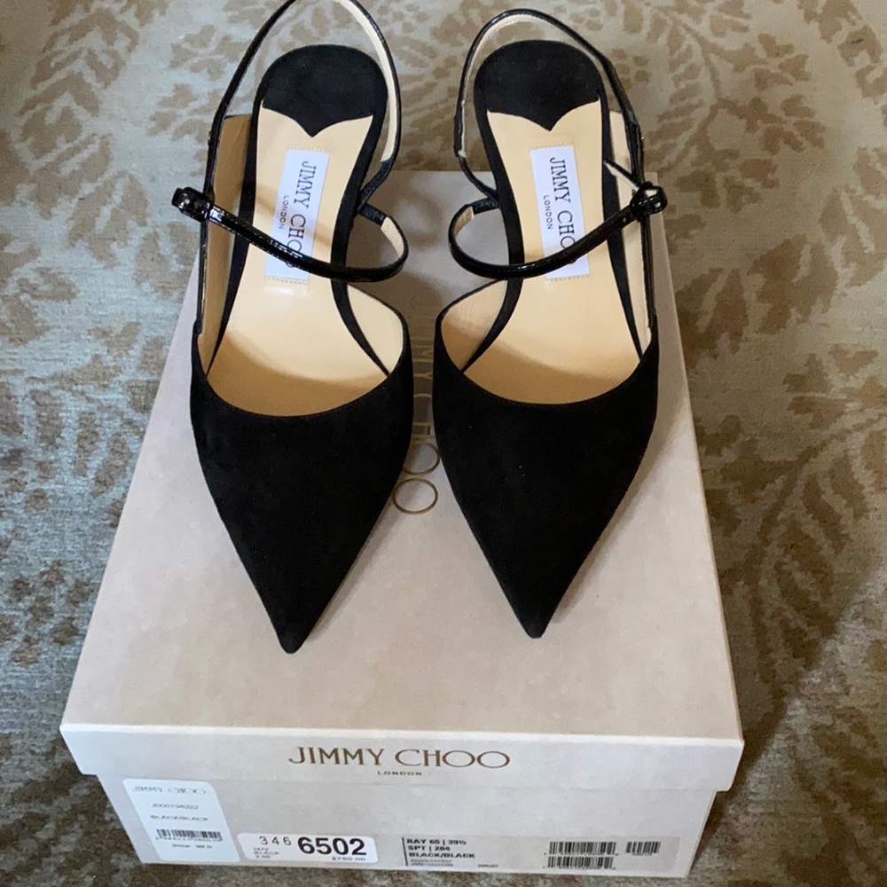 Jimmy choo black suede heels. Never worn!